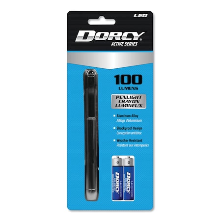 Dorcy 100 Lumen LED Penlight, 2 AAA Batteries (Included), Silver 411218